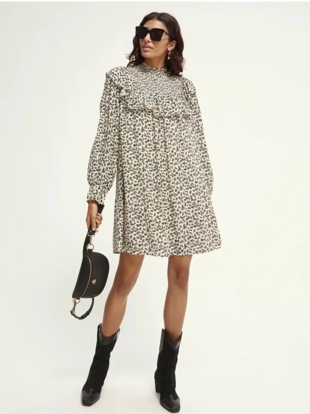 Scotch & Soda Smocked Frill Mini Dress